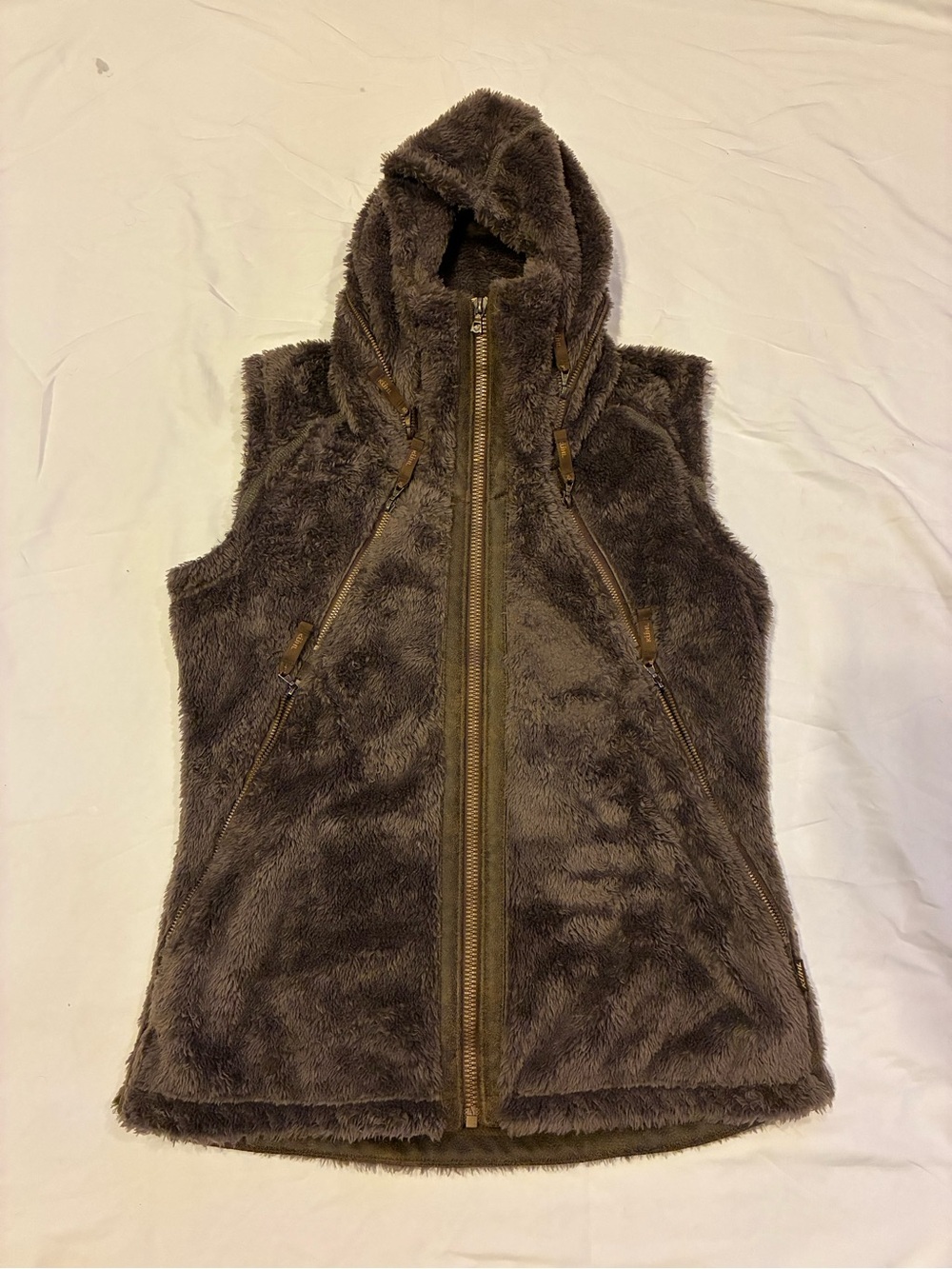 Kuhl women’s Plush removable hooded Vest - Dark Brown